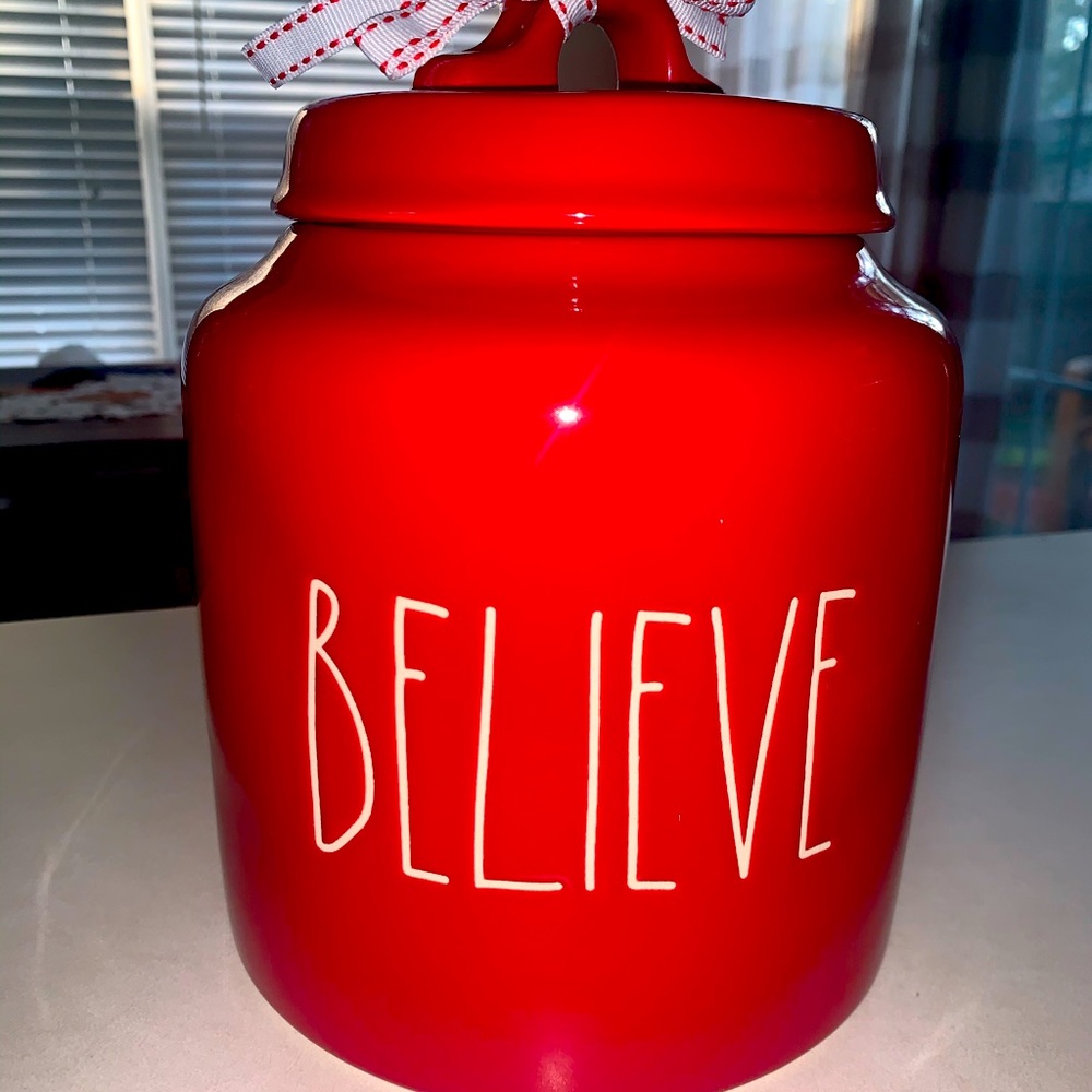 Rae Dunn Believe Jar